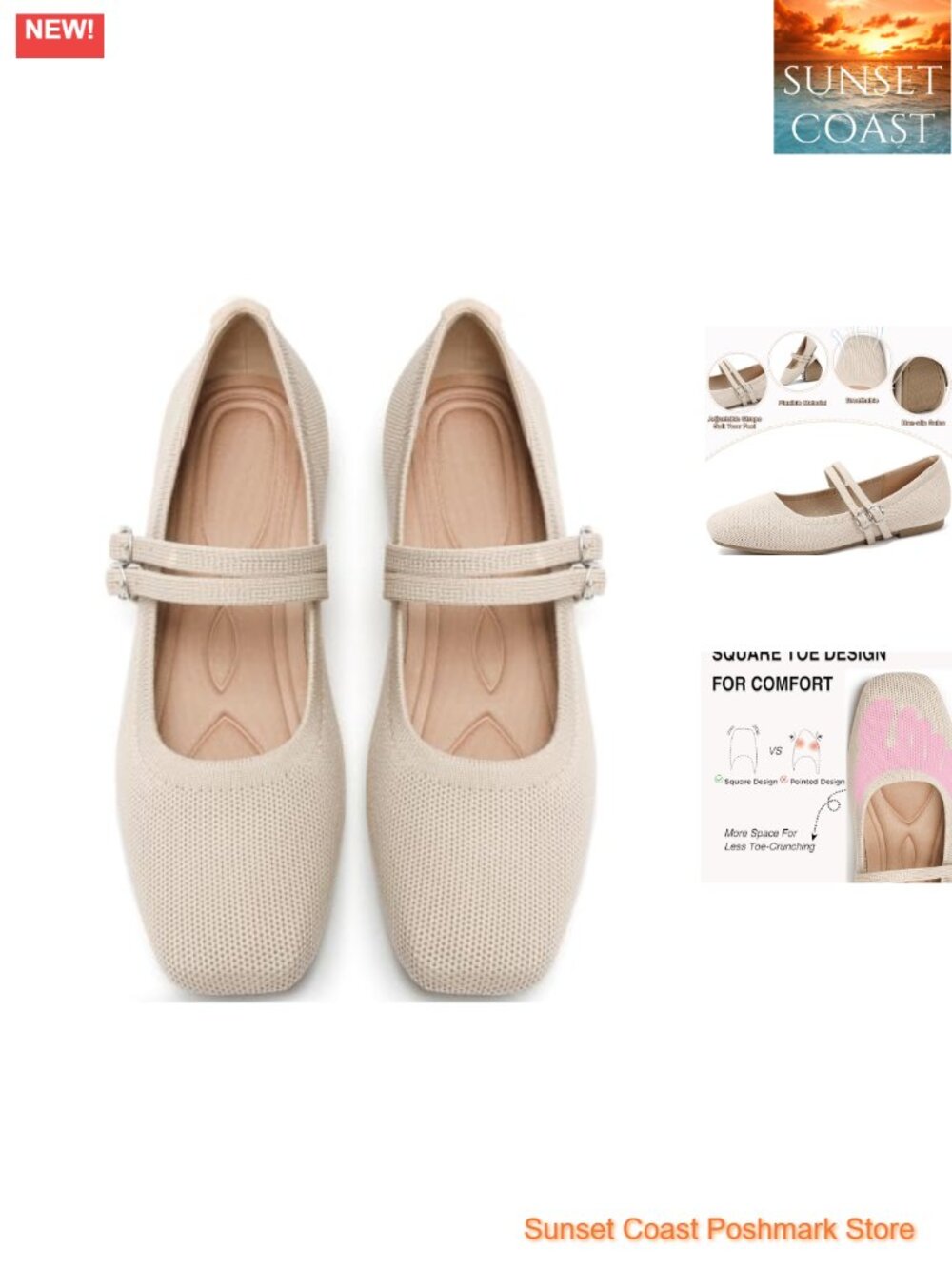 Woven Knit Foldable Ballet Flats Mary Jane Slip On Travel Shoes